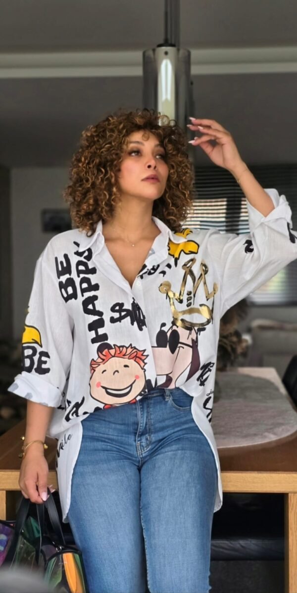 Longue chemise impression lys – Image 3